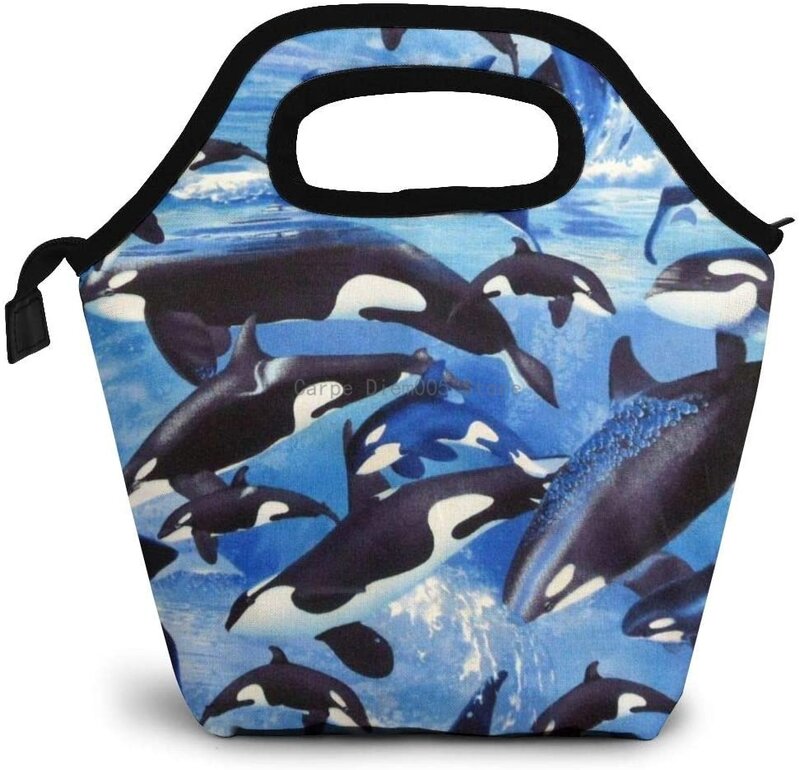 الحوت حقيبة حفظ الطعام نزهة مدرسة حمل ، قابلة لإعادة الاستخدام مبرد معزول الجليد Lunchbox حمل حقيبة يد للرجال النساء السيدات الأطفال