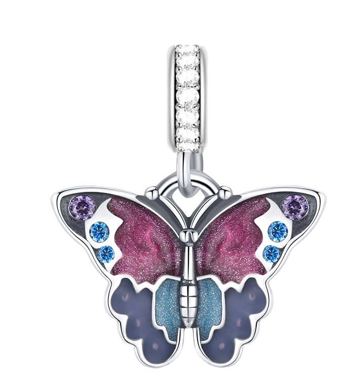 Erizteya Demon Eye Butterfly Silver Plating Fits  Original Bracelets Charms Pendant Family Pendant Woman Jewelry Gifts Beads