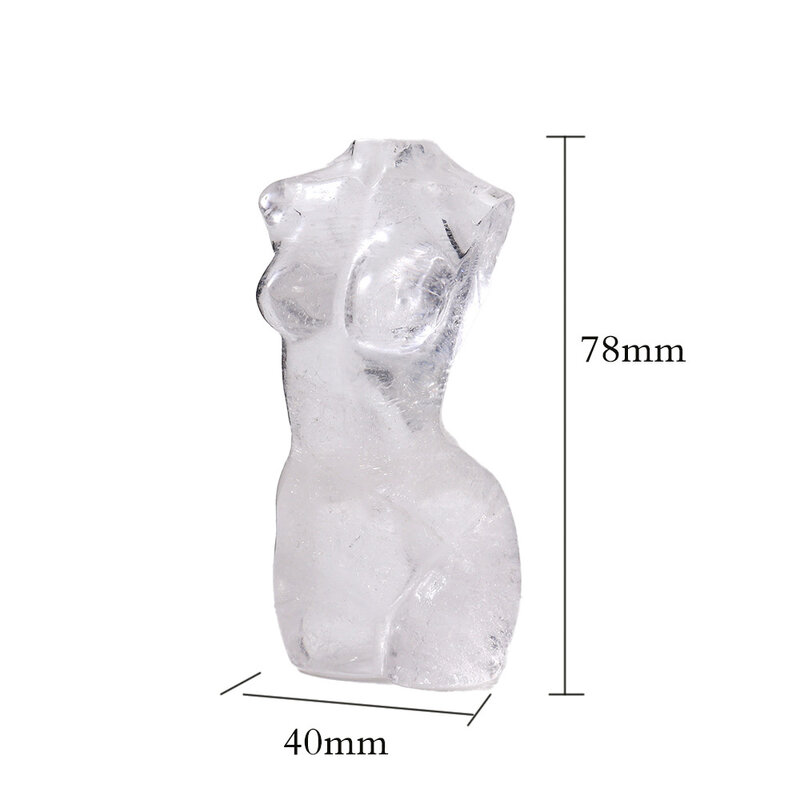 تمثال آلهة من الكريستال الأبيض الطبيعي الجذع النسائي طاقة جوهرة نحت الجسم فنغ شوي شفاء الأحجار الكريمة ديكور الكوارتز هدية