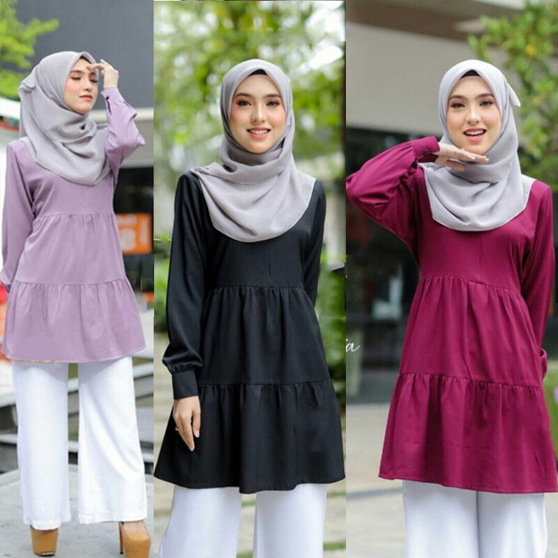 بلوزة نسائية إسلامية ملابس للبنات قطع علوية بأكمام طويلة بلوزات إسلامية نسائية عبايات نسائية قمصان تركية #1