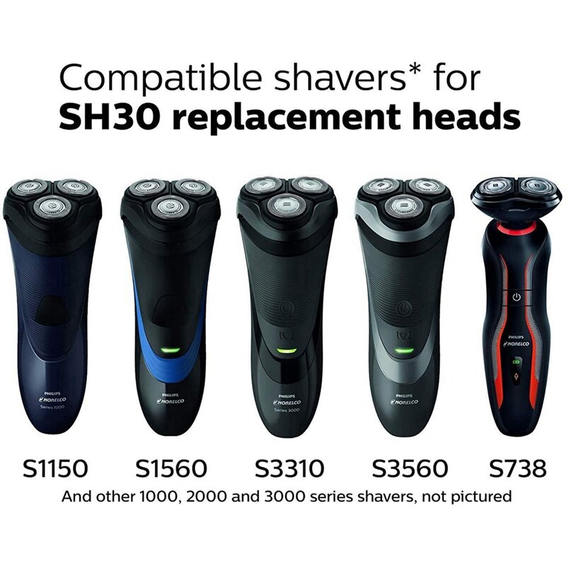 SH30/52 Replacement Heads For  Norelco Shavers Series 3000, 2000, 1000 Shavers Razor Blades