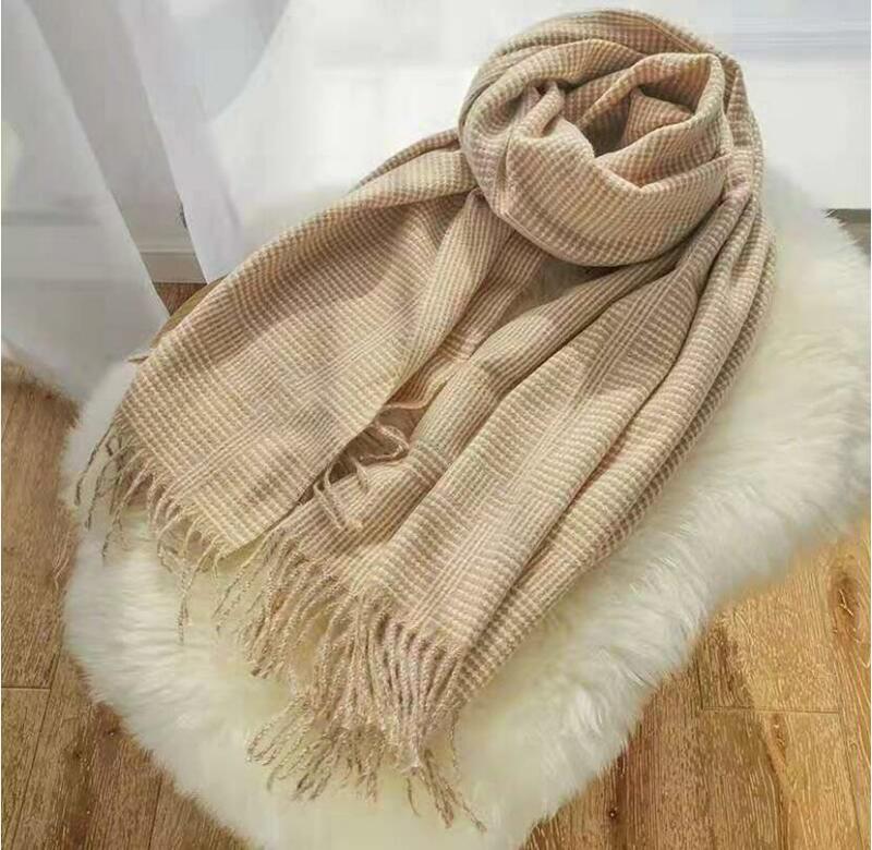 2023 New winter women cotton warm wraps lady pure blanket cashmere scarf