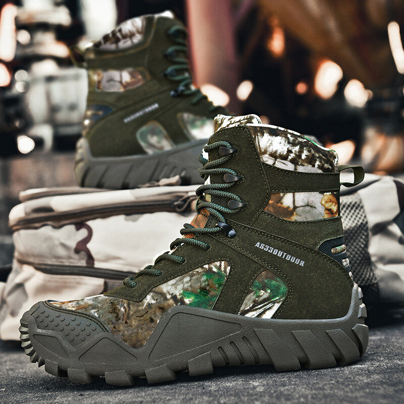 موضة جديدة التمويه العسكرية التكتيكية أحذية للرجال في الهواء الطلق الرجال مقاوم للماء التمهيد حجم 39-46 wearproof حذاء ارتحال رجل