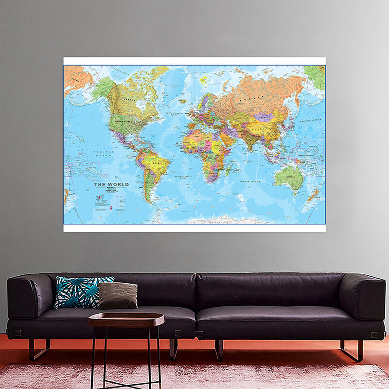225*150 سنتيمتر خريطة العالم كبير الجدار ملصق فني غير المنسوجة قماش اللوحة غرفة المعيشة ديكور المنزل الاطفال اللوازم المدرسية