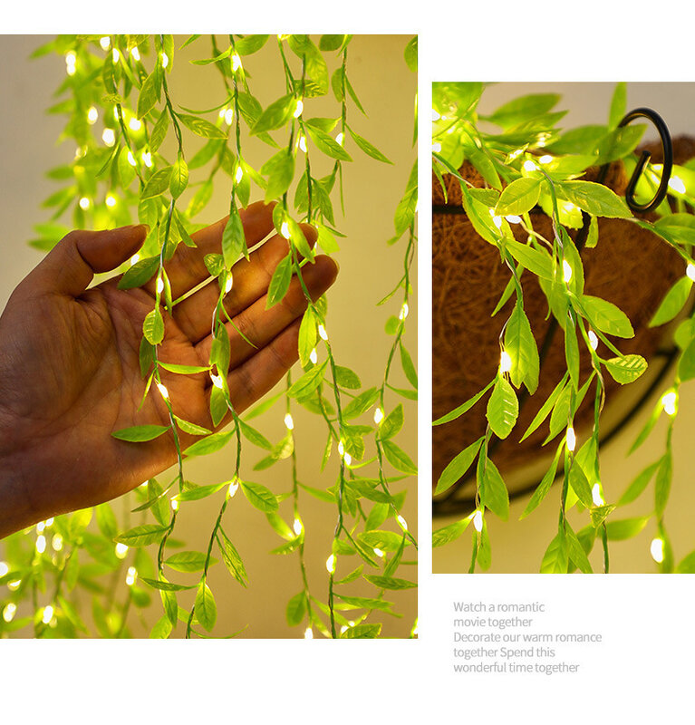 الاصطناعي اللبلاب الصفصاف جارلاند وهمية فاينز أضواء سلسلة الأخضر نبات معلق للجدار المنزل داخلي في الهواء الطلق حفل زفاف الديكور #5