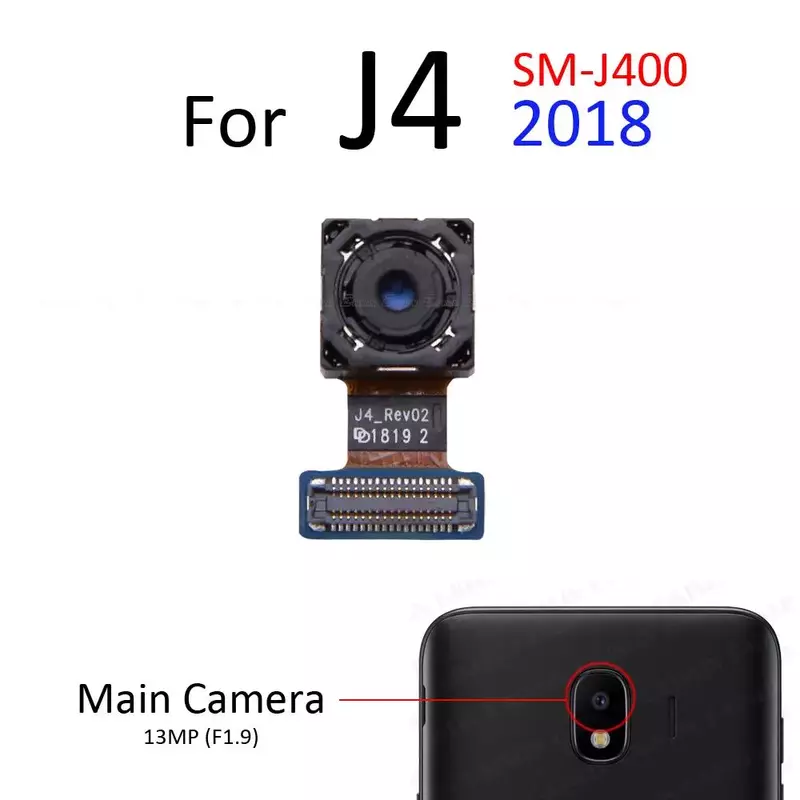 الكاميرا الخلفية الرئيسية التي تواجه سيلفي لسامسونج غالاكسي J8 J6 J4 زائد J2 برو 2018 وحدة صغيرة كبيرة الشريط الكابلات المرنة أجزاء