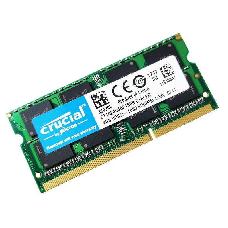 حاسمة DDR3L 4GB 8GB 16GB PC3 8500 10600 12800 1066 1333 1600 MHZ 1.35V 1.5V 204PIN الذاكرة Latpop ram SODIMM Memori DDR3 RAM