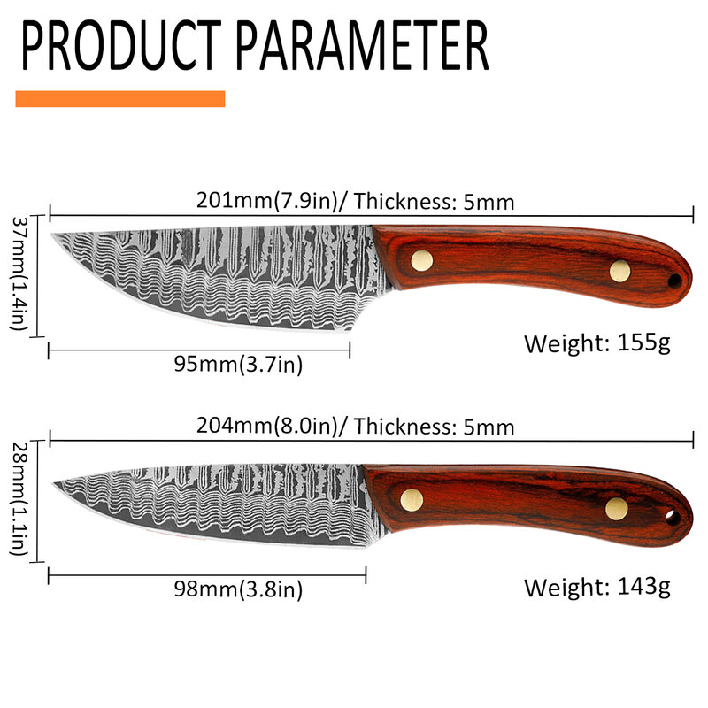 الفولاذ المقاوم للصدأ سكين نزع العظم سكين المطبخ اللحوم الساطور سكين الجزار سكينة للاستعمال الخارجي المحمولة سكين الطبخ أداة