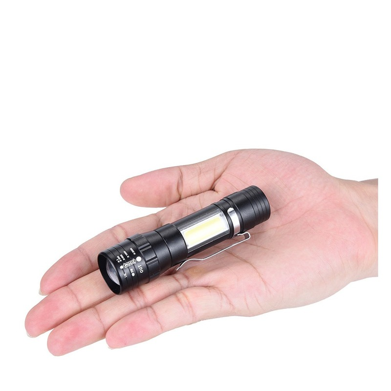 Mini Zoom التركيز مصباح يدوي USB COB + xpeالتكتيكية مصباح يدوي ليد USB قابلة للشحن في الهواء الطلق إضاءة مقاومة للمياه العمل Cob