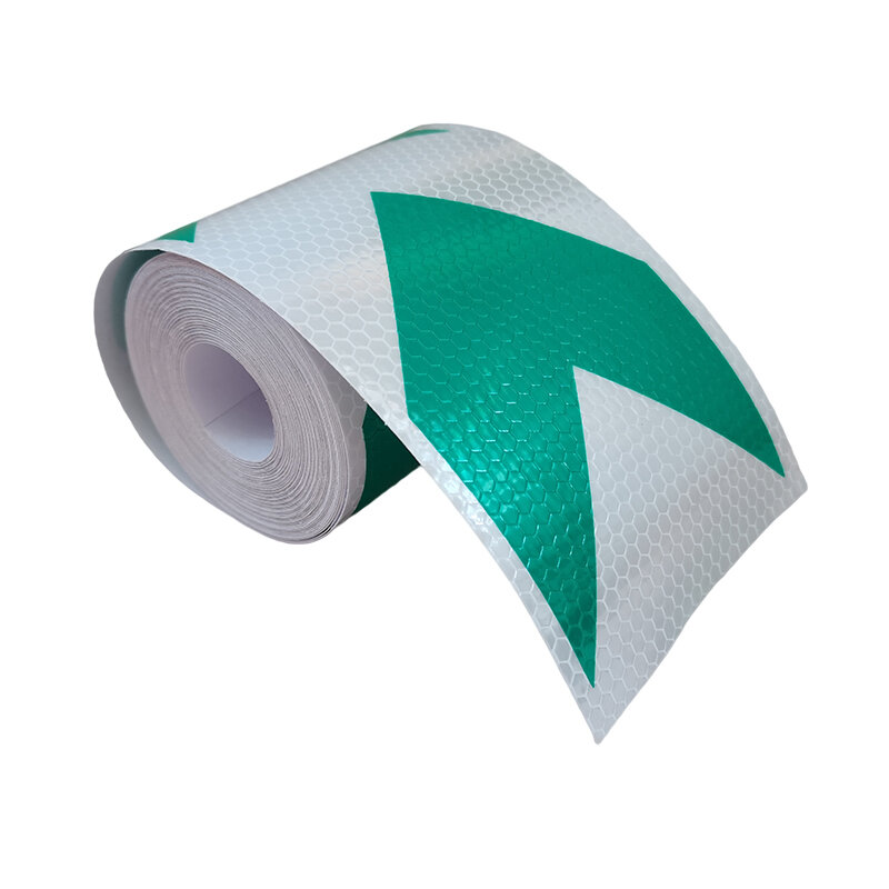 10cm x3M Safety Warning Tape Reflective Tape Self adhesive Tape Reflective Strip Traffic Reflective Stickers White Green Arrow
