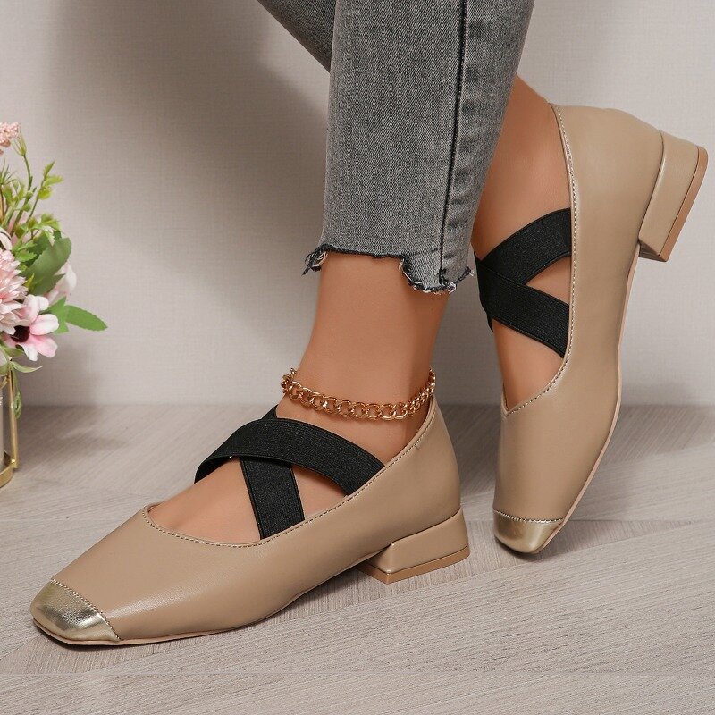 حذاء مسطح PU مربع اصبع القدم للسيدات ، ألوان مختلطة ، مثير الانزلاق على ، عبر تعادل ، عالية الجودة ، أحذية السيدات ، الربيع والخريف ، 2022
