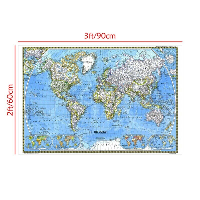 1 قطعة خريطة العالم (1981) 90*60 سنتيمتر خريطة أفقية للعالم ورقة اللوحة ديكور المنزل الجدار ملصق القرطاسية اللوازم المكتبية المدرسية #3