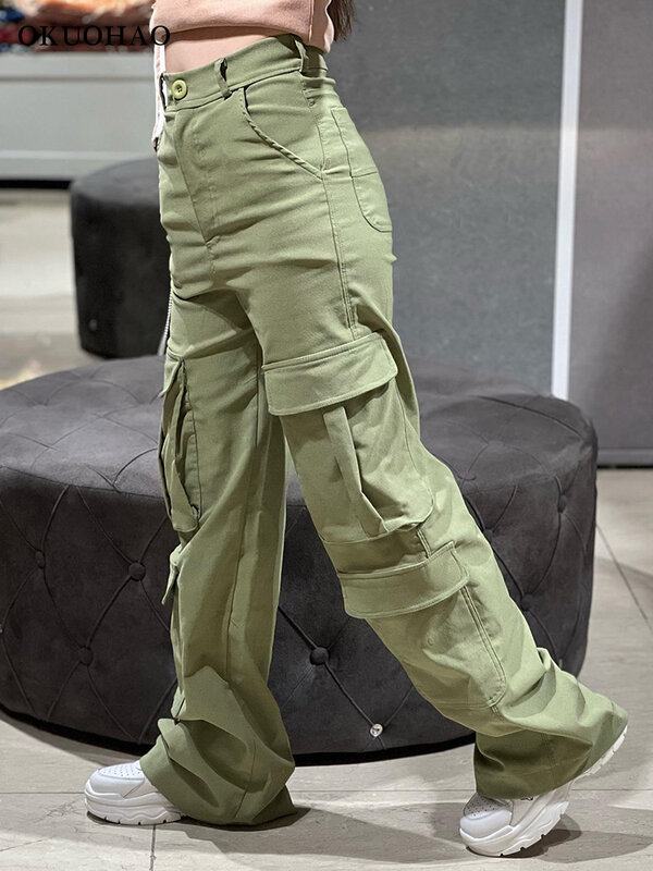 سراويل حريمي Y2k ضيقة مستقيمة سراويل عالية الخصر فضفاضة غير رسمية سراويل طويلة هاراجوكو ملابس نسائية جديدة