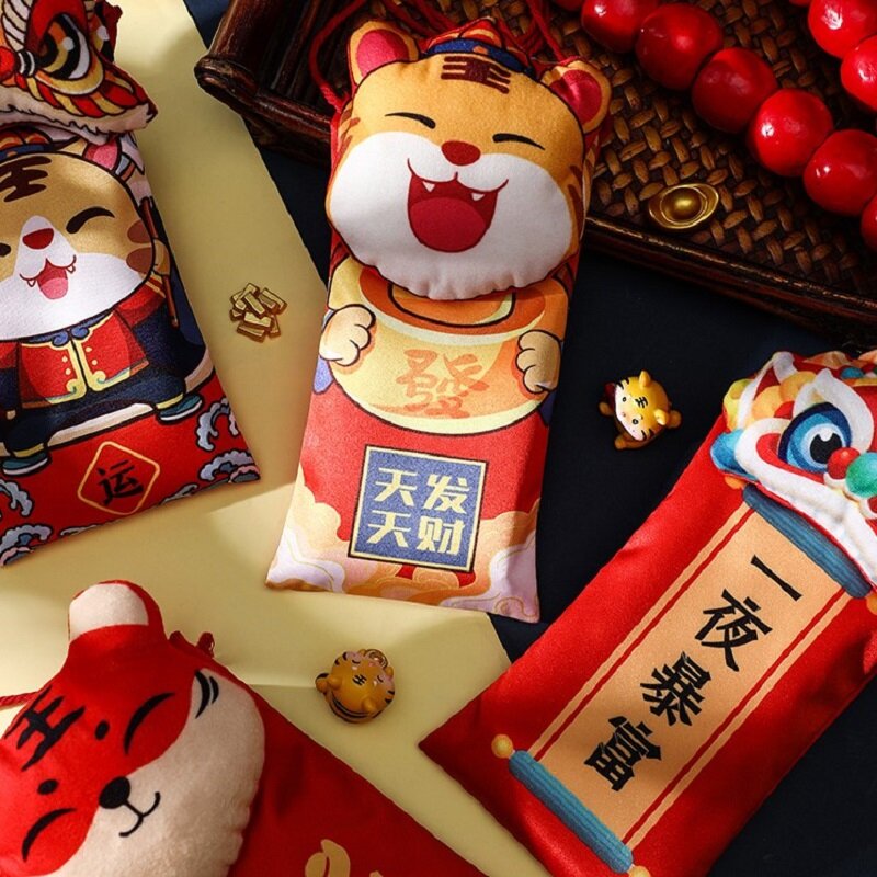 النمر سنة عبوة حمراء مهرجان الربيع عبوة حمراء محظوظ المال حقيبة الأطفال هدية HongBao عطلة لوازم النسيج الديكور #2