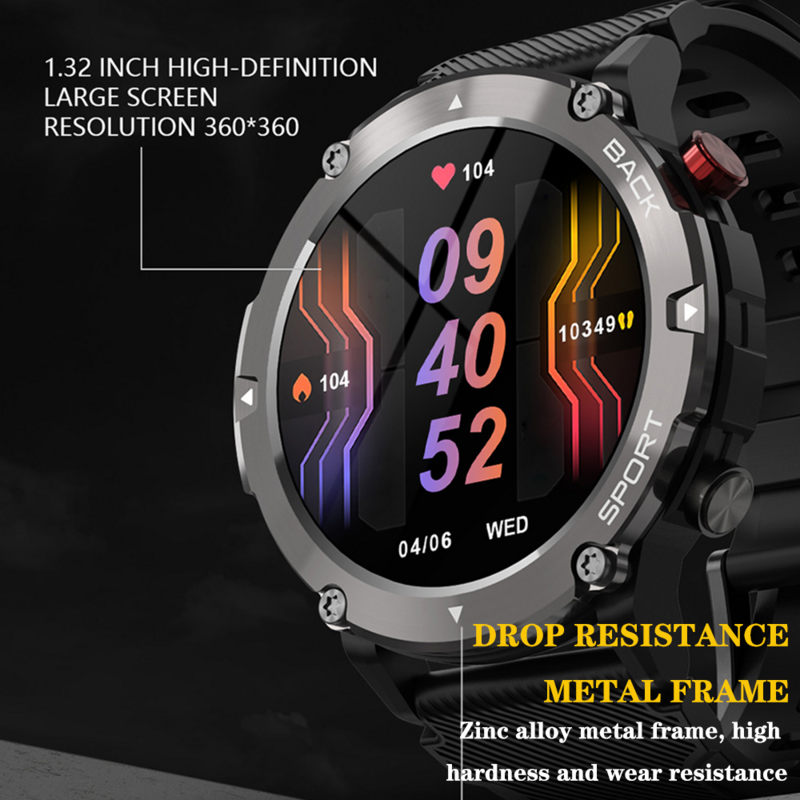 ساعة ذكية الرجال بلوتوث دعوة Smartwatch 2022 IP68 مقاوم للماء الصحة مراقب 360 HD 15 أيام الاستعداد ساعة للرجال LF26 ماكس