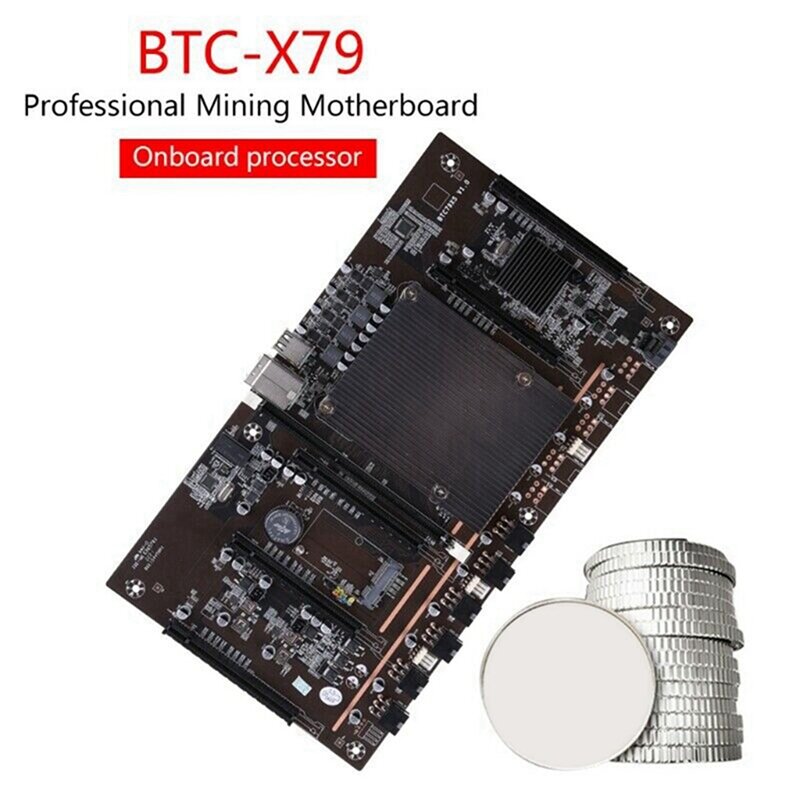 HOT-H61 X79 BTC التعدين اللوحة مع E5 2630 V2 CPU + RECC 4G DDR3 Ram + 24 Pins موصل + 120G SSD دعم 3060 3070 وحدة معالجة الرسومات