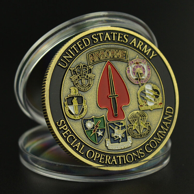 جيش الولايات المتحدة قيادة العمليات الخاصة تذكارية عملة برونزية مطلي التحدي عملة المشجعين العسكرية تحصيل عملة