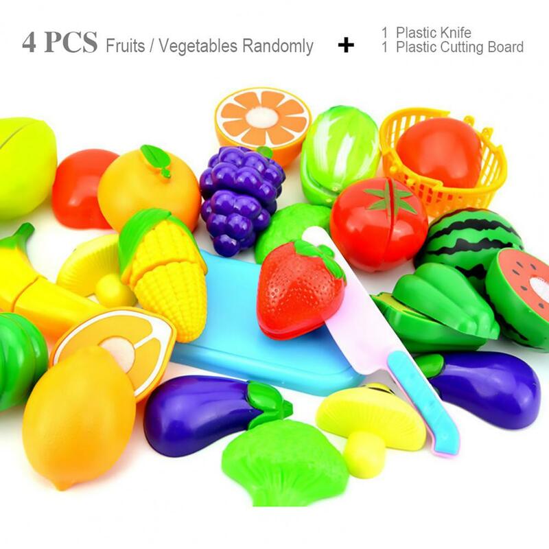 Cutting Fruit Vegetable Food Pretend Play Toys For Children Educational Gift Pretend Play Set Plastic Food Toy DIY Cake Toy