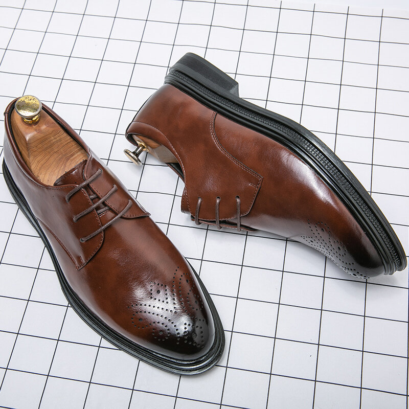 Derby shoes office shoes groom leather shoes lace up shoes meeting shoes Cow Hide wedding shoes dress shoes business