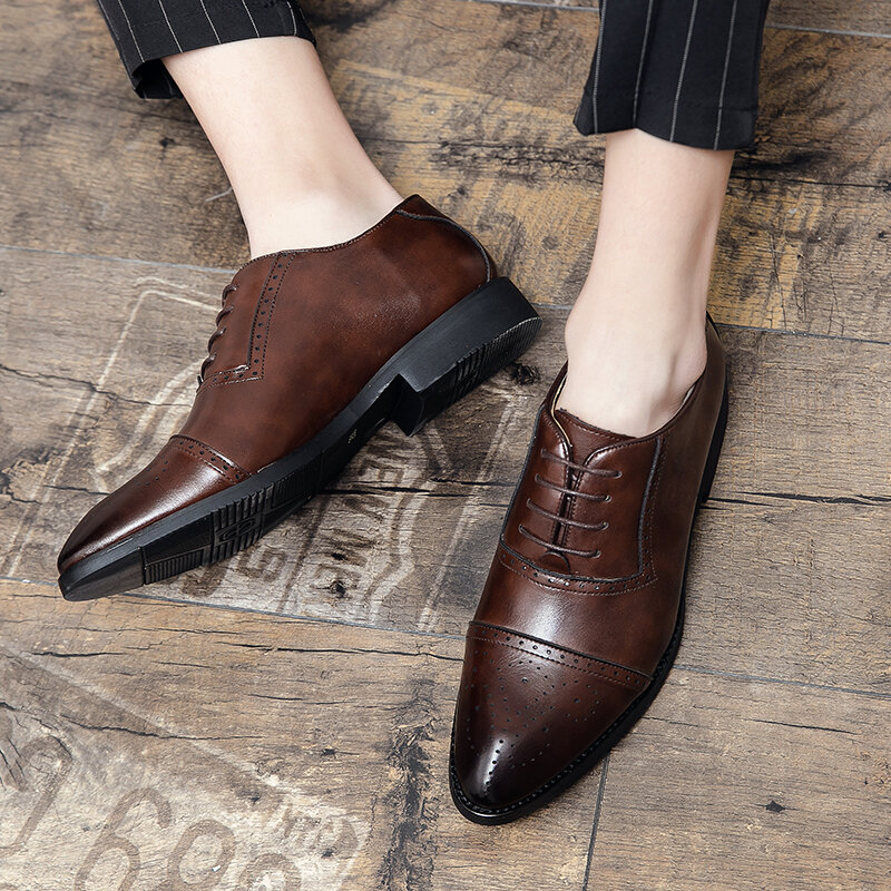 Oxford shoes formal shoes Cow Hide office shoes lace up shoes wedding shoes men's meeting shoes business dress shoes