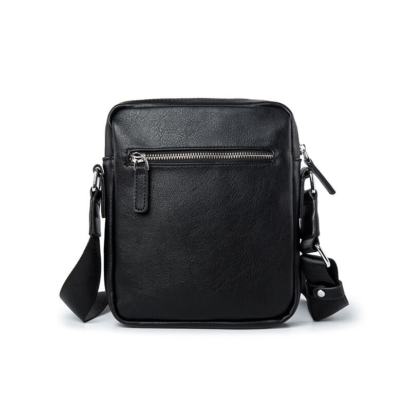 Vintage سستة صغيرة مربع الرجال حقائب كروسبودي حقيبة كتف سوداء الكلاسيكية جلد الذكور الرافعة عبر الجسم حقائب