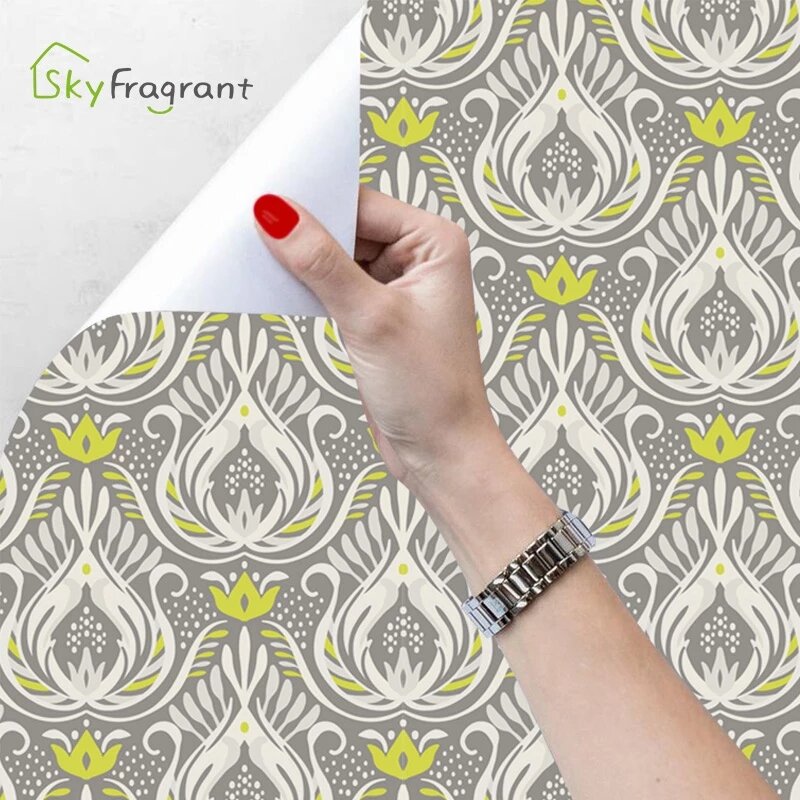 Classic Floral Background Waterproof Home Decor Self Adhesive Wallpapers Living Room Bedroom Wall Makeover Furniture Stickers