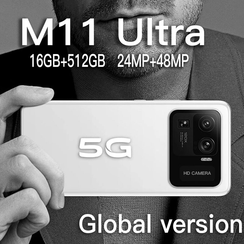 عروض فلاش M11 الترا 7.3 HD أندرويد الهاتف الذكي 16GB + 1 تيرا بايت الهاتف المحمول 24 + 48 ميجابكسل HD كاميرا الهاتف المحمول 4G/5G شبكة النسخة العالمية