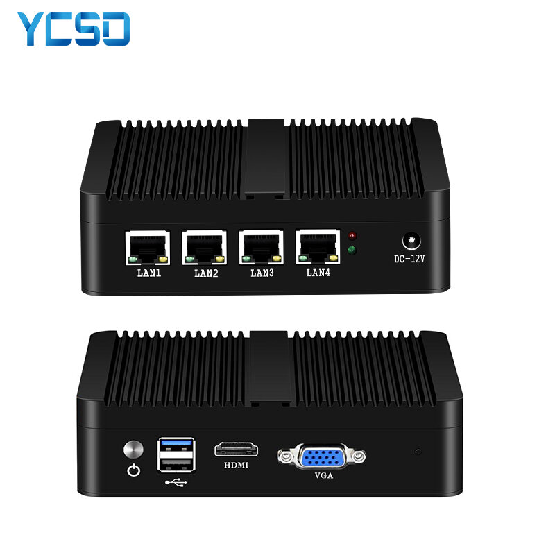 YCSD 4 * جيجابت إيثرنت LAN كمبيوتر صغير سيليرون J1900 Pfsense أوبونتو جدار الحماية راوتر بدون مروحة مايكرو الكمبيوتر الصناعي