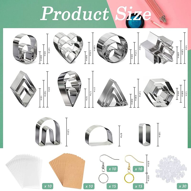 Polymer Clay Cutters For Earrings, 27Pcs Clay Earring Cutters With Earring Cards And Hooks, 11 Shapes Clay Cutters #2