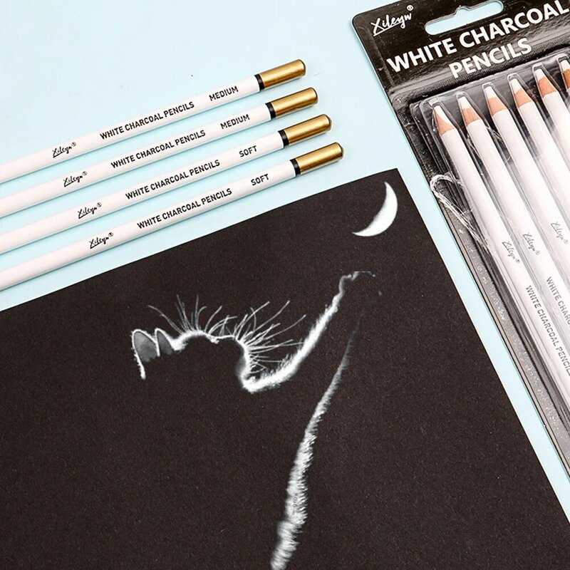 أقلام رصاص بيضاء رسم الفحم رسم رسم تسليط الضوء على الفن الجرافيت ممحاة للوازم المطاطية الكربون الفحم العصي