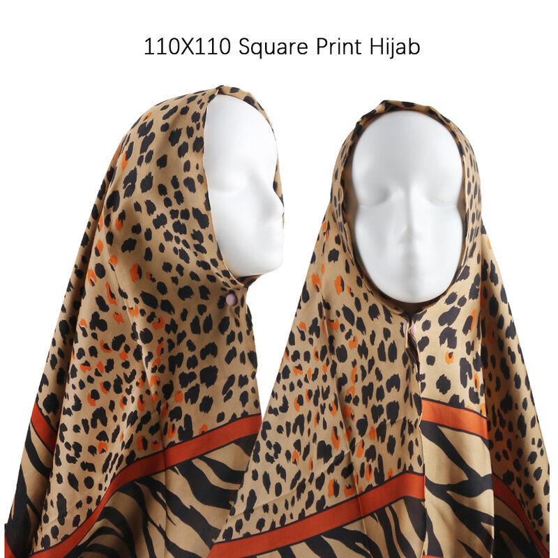 110X110 النساء المسلمات طباعة الحرير ساحة الحجاب لينة الساتان حجم كبير أوشحة مربعة الإناث ساحة شالات التفاف وشاح الرأس باندانا