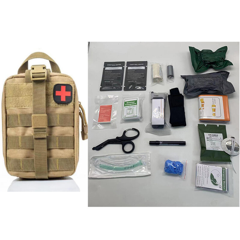 معدات الإسعافات الأولية العسكرية تكتيكات عدة الصدمة في حالات الطوارئ مع عاصبة الألومنيوم IFAK للاستجابة الإسعافات الأولية التكتيكية الطبية #1