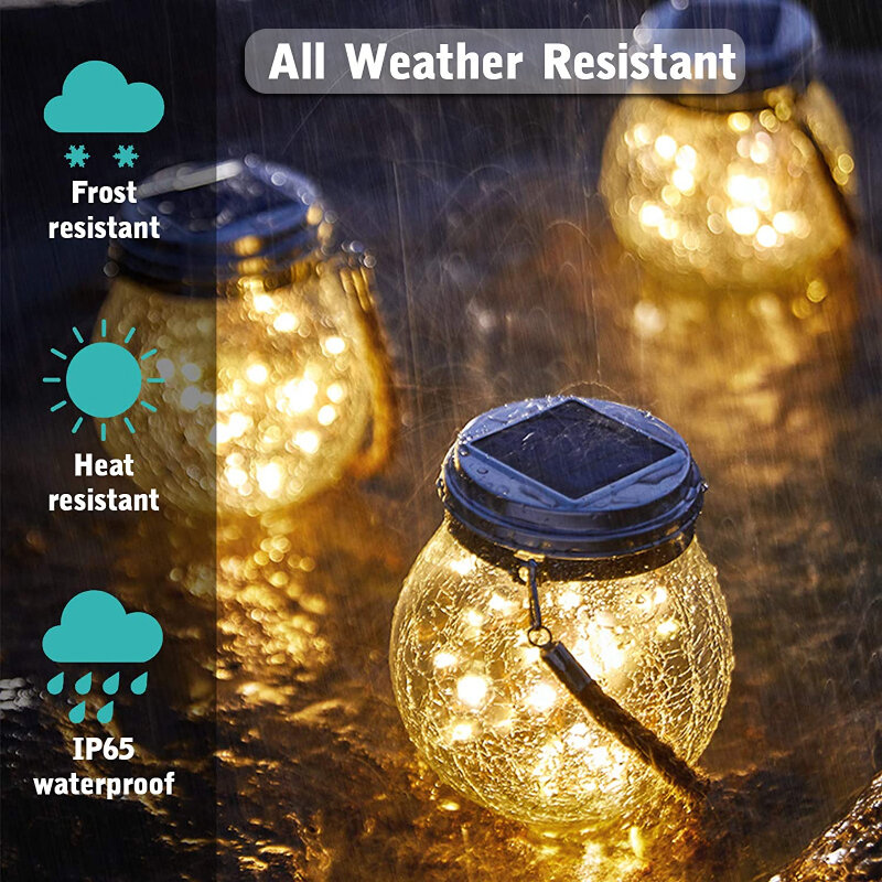 في الهواء الطلق فانوس معلق LED الشمسية زجاج غلوب أضواء مقاوم للماء الكرة حديقة مصباح عيد الميلاد اللون الجنية ضوء للحزب شجرة ساحة