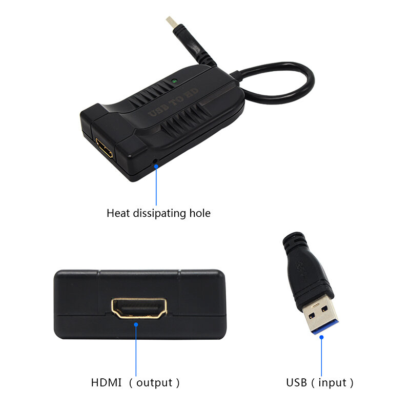 USB 3.0 إلى HD تحويل USB3.0 إلى HD الرسومات محول العرض المتعدد كابل ل PC دفتر العارض HDTV HD 1080P