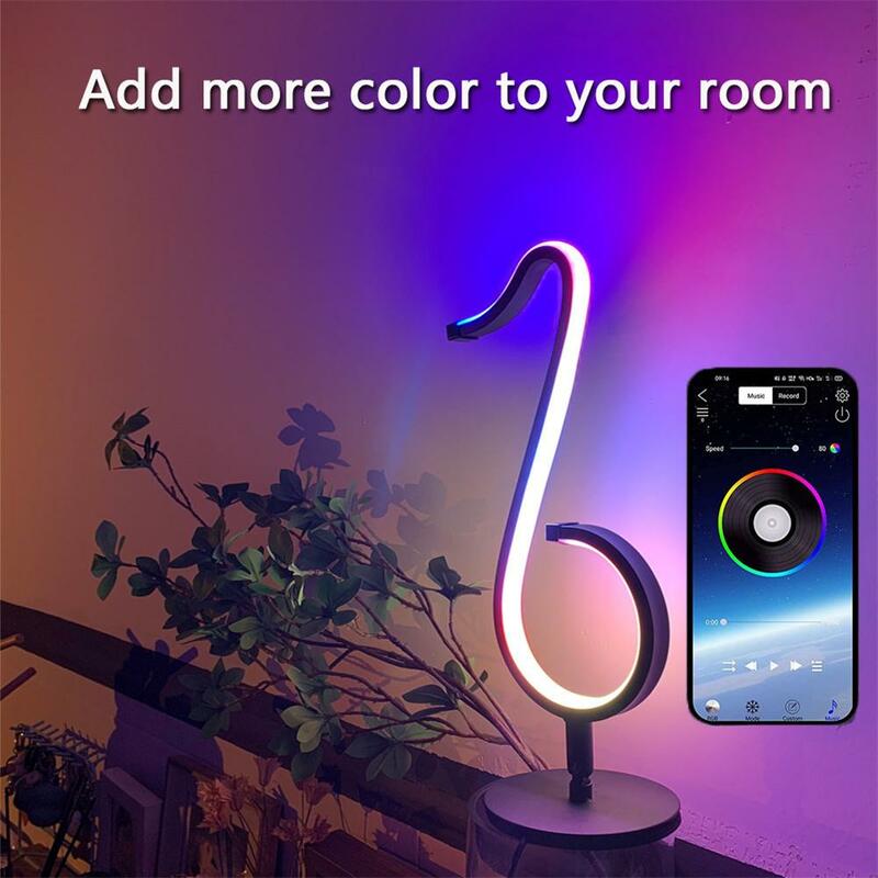 RGB Colorful Night Light Simple Musical Note Shape 180 Degrees Rotated Base Bedroom Bedside Wall Decoration Atmosphere Lamp #4