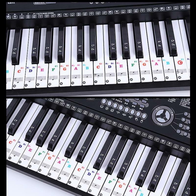 88/61/54/49 Keys Piano Keyboard Stickers Black/Transparent-Colorful Electronic Keyboard Key Piano Stave Note Sticker Symbol