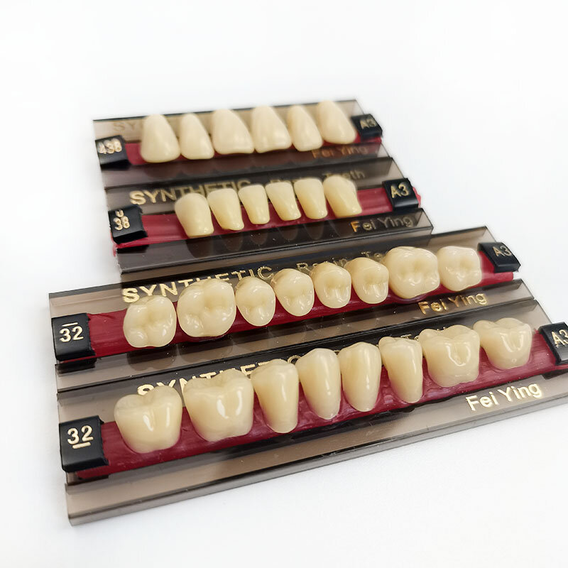 3 مجموعات / صندوق الأسنان راتينج الأسنان كامل الفم بوليمر طقم أسنان أسنان اقتصادية A2 A3 طبقتان مواد طب الأسنان مقاومة للاهتراء