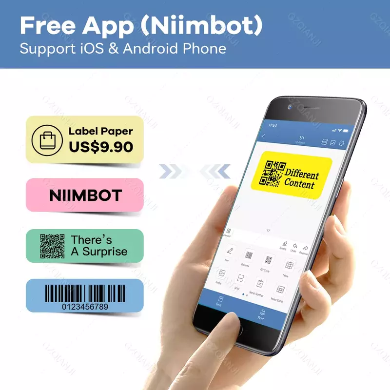 Niimbot D110 Label Printer Mini Sticker Paper Roll Transparents Wireless Bluetooth Phone Printer Label Price Tag Printing Label