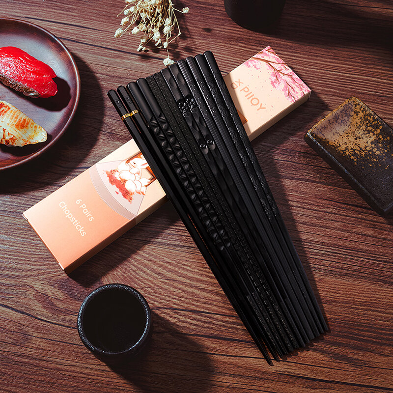 1 زوج اليابانية عيدان السوشي الأسود الوجبات السريعة الشعرية ختم العصي الكورية أدوات المائدة المطبخ بار لوازم أدوات المائدة الصينية