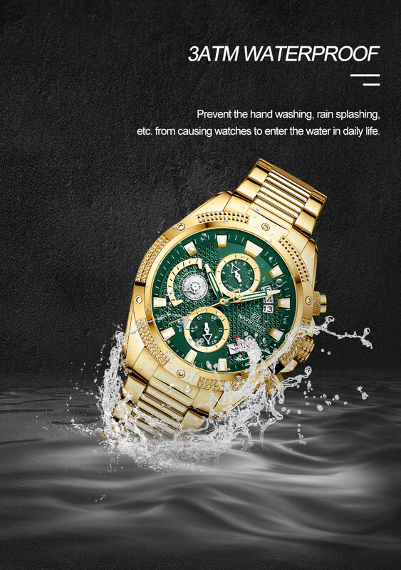 NAVIFORCE 2022 ساعة جديدة للرجال فاخرة الذهب موضة كوارتز ساعة التناظرية كرونوغراف الرياضة مقاوم للماء الفولاذ المقاوم للصدأ ساعة اليد