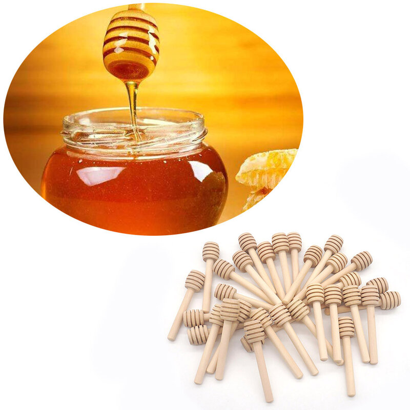 عالية الجودة العسل تحريك بار خلط مقبض جرة ملعقة العملي 100 قطعة الخشب قحافة العسل طويل عصا لوازم العسل أدوات مطبخ