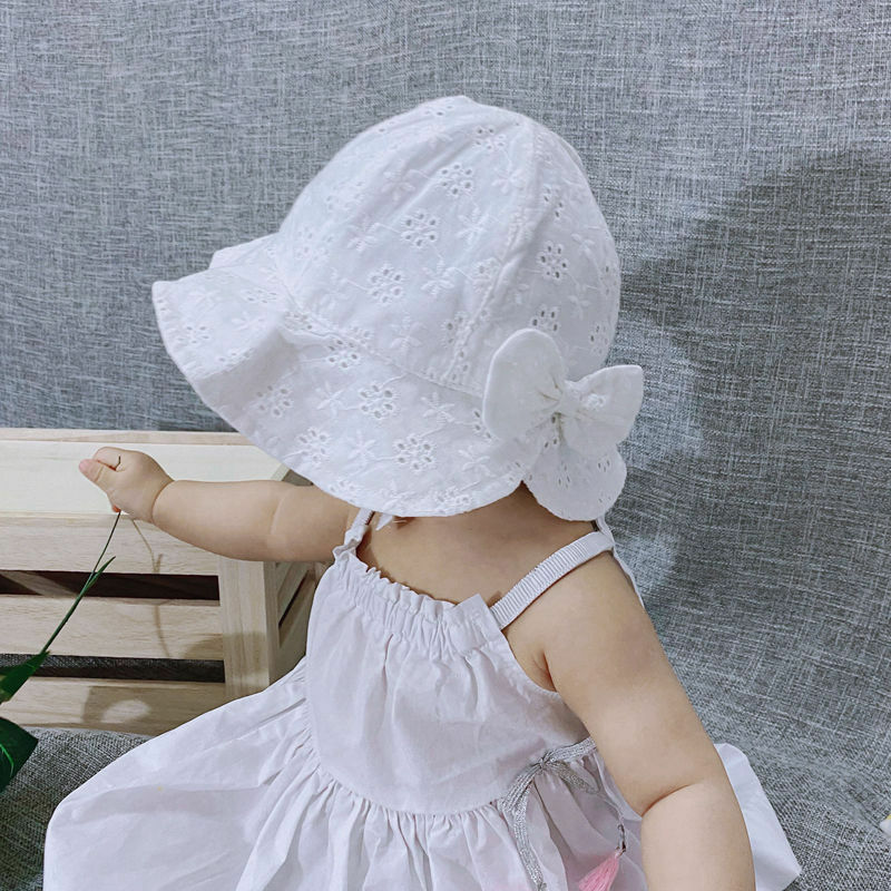 2022 جديد الربيع الصيف في الهواء الطلق طفل الفتيات قبعة الدانتيل Bowknot صياد قبعة الطفل قبعة الشمس الاطفال الشمس قبعات طفل الشمس قبعة