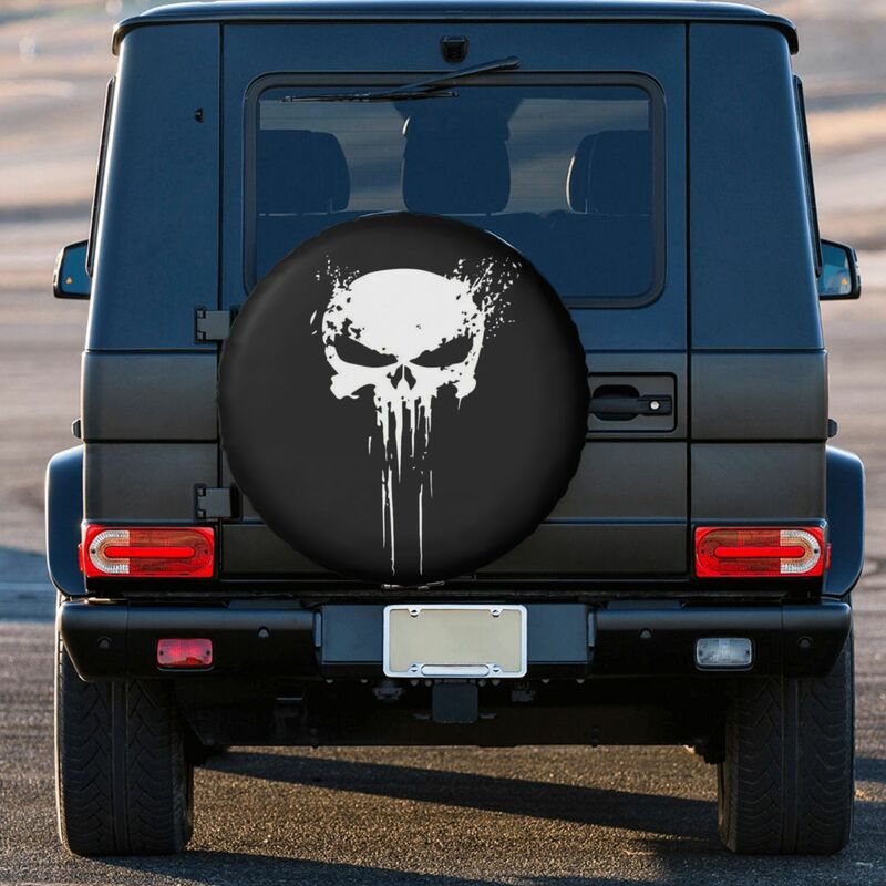 Custom Heavy Metal Punk Rock Music Skull Spare Tire Cover for Jeep Hummer Car Wheel Protectors 14" 15" 16" 17" Inch