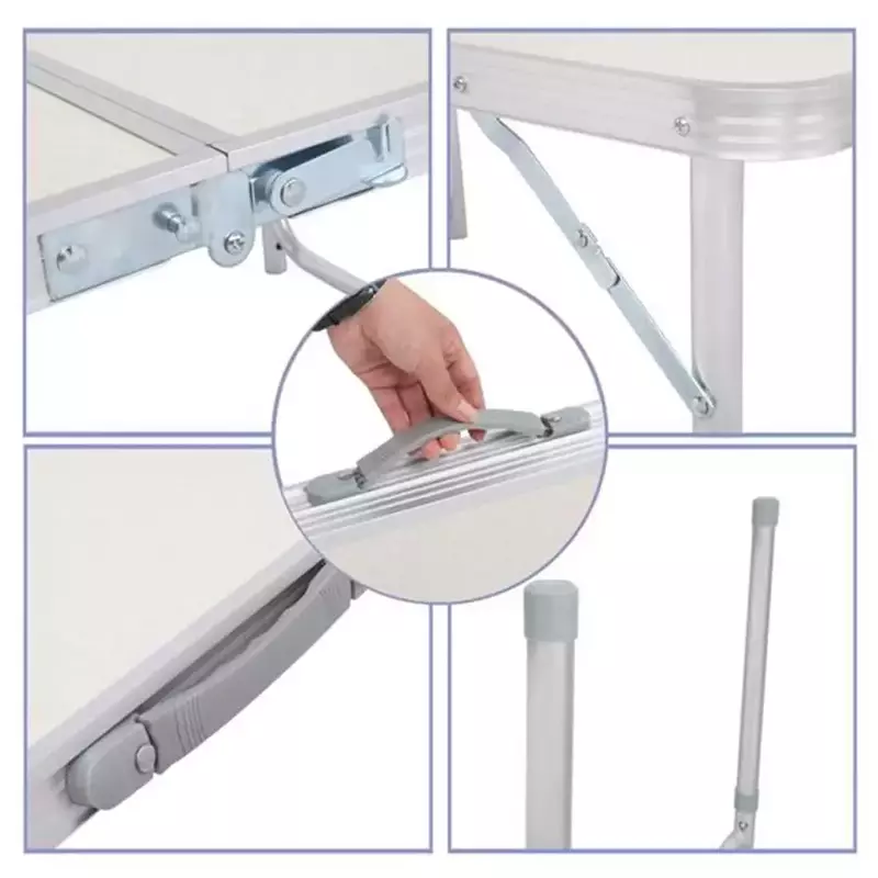 طاولة قابلة للطي من سبائك الألومنيوم للاستخدام المنزلي طاولة بيضاء قابلة للطي 90x60x70cm #4
