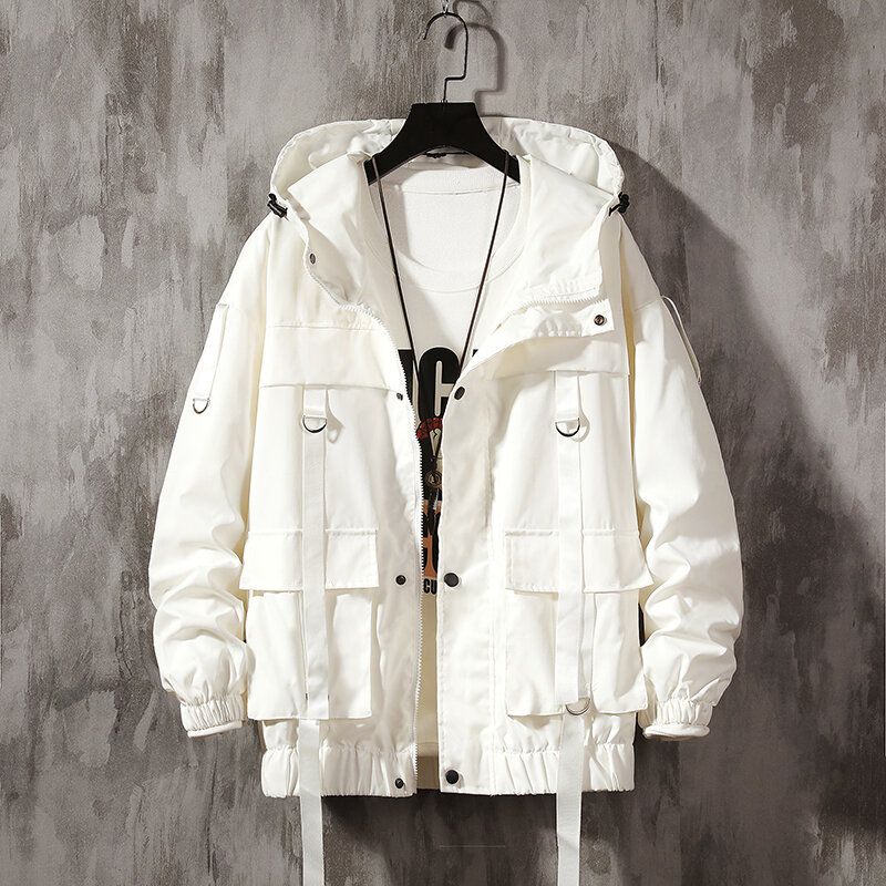 New Streetwear Spring Man Baseball Jacket Mens Harajuku Black Windbreaker Jackets 2022 Male Pockets Oversize Jacket