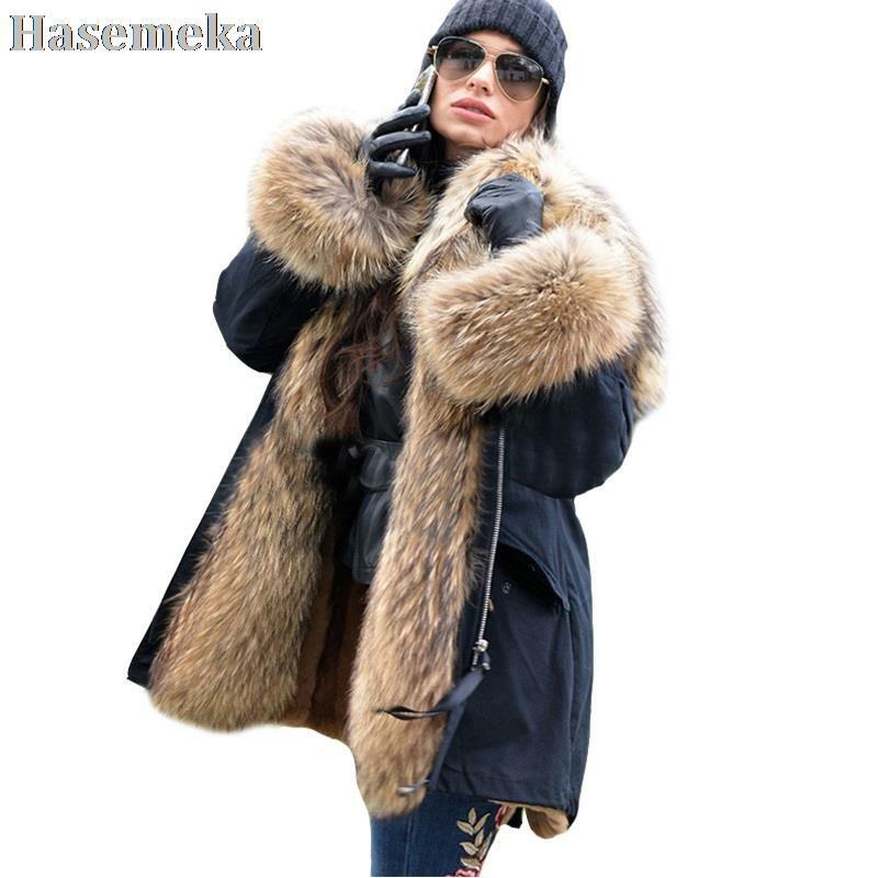 Fashion Long Parka For Women Natural Real Fox Fur Coats Winter Real Fur Outerwear Ladies New 