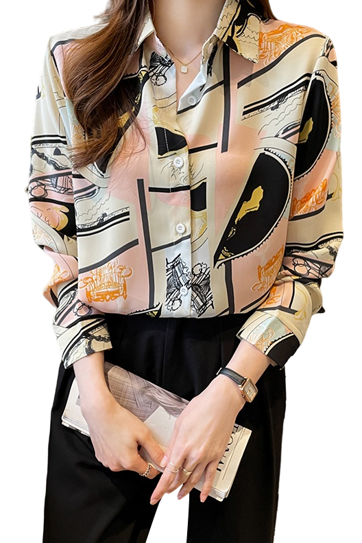 خمر هونغ كونغ نمط قميص مطبوع المرأة الشيفون قميص بأكمام طويلة 2022 الربيع زهرة زر قميص حتى قميص camas mujer