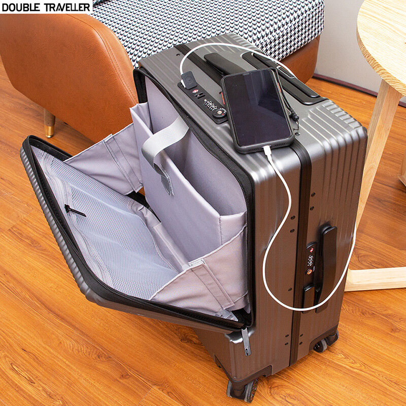 الألومنيوم الإطار عربة الأمتعة, حقيبة سفر الأعمال على عجلات, حقيبة مع حقيبة لابتوب, المتداول الأمتعة, مع المصغّر USB