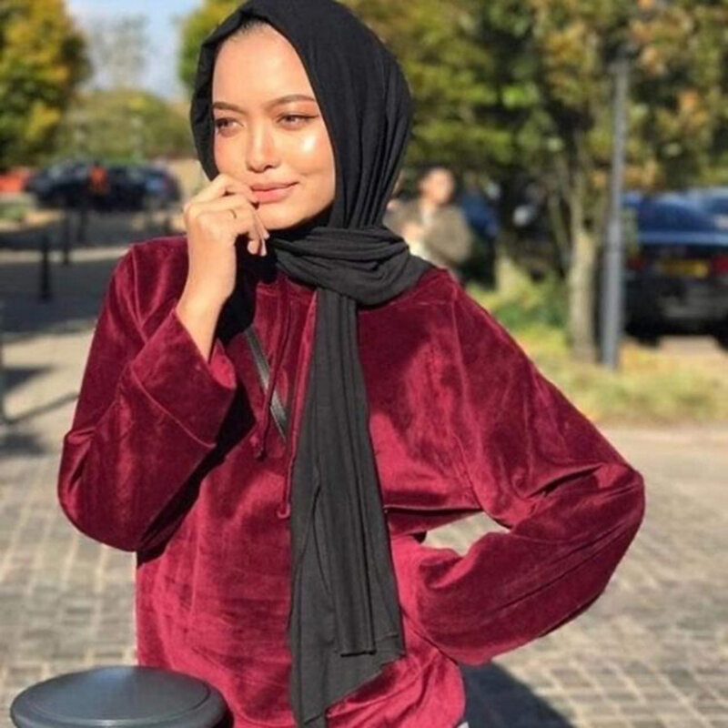 Female Plain Color Chiffon Scarf Hijab Headband Islamic Head Cover Wrap for Women Muslim Jersey Hijabs Hair Scarves Headscarf