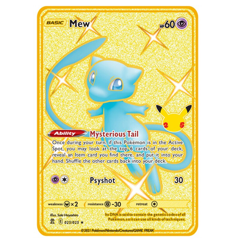 بوكيمون الذهب بطاقة معدنية بوكيمون أوراق للعب أنيمي معركة بطاقة Charizard بيكاتشو Mewtwo جمع عمل نموذج لجسم لعب اطفال